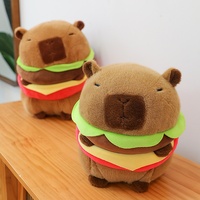Peluche Capibara unisexe en forme de hamburger, oreiller pour poupée Capybara, douce brodée, pour enfant