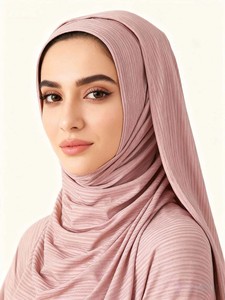 Écharpe longue en jersey de coton tricoté couleur unie 70*180 cm, style ethnique, foulard hijab extra long - Product Image 5