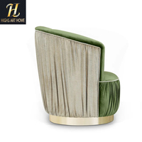 Fauteuil d'appoint en velours fait main haut de gamme avec base plissée, fauteuil barillet, fauteuil lounge pour salon et chambre à coucher