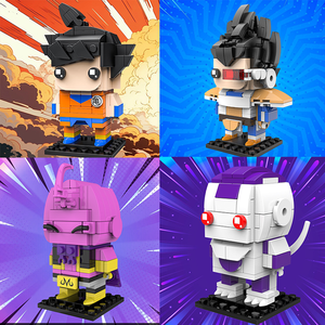 Figurines de construction miniatures pour enfants, inspirées de l'anime japonais, avec têtes carrées, personnages Frieza, Majin Buu, Vegeta, Son Goku, en blocs de construction - Product Image 2