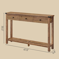 Console d'entrée moderne Kainice à 3 tiroirs, table basse étroite en bois avec rangement pour salon, couloir, appartement