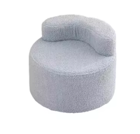 Pouf rond moderne pouf avec dossier en bois macaron couleur laine d'agneau mini chaise empilable pour salon pour villas