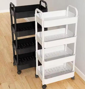 Customizable 4-Layer Movable <b>Storage</b> Rack Plastic Multi-Functional <b>Storage</b> <b>Cart</b> for Bedroom Living Room Kitchen Bathroom - Product Image 1