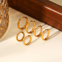 H&C Meilleures ventes : Ensemble de 3 paires de boucles d'oreilles créoles en acier inoxydable plaqué or PVD 18K, hypoallergéniques, résistantes à l'eau, bijoux haut de gamme pour femmes