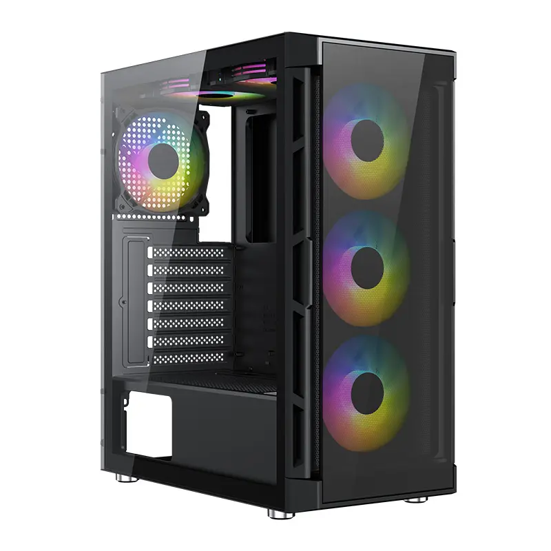 Desktop Computer Case Gaming Pc Case Computer Gabinete Pc Gamer Kast Atx Chasis Gehard Glas Audio Plastic Voorraad Full Tower