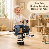 Balançoire à ressort pour enfants Bee Spring Rider, jouet à bascule en bois pour l'extérieur, idéal pour les équipements de jardin d'enfants et de parcs.