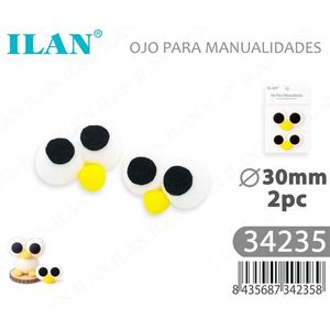 Pompon per occhi ILAN 30mm 2 pezzi per lavori artigianali - Product Image 1