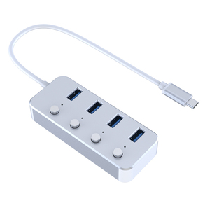 CE FCC ISO9001 Factory Aluminum Data Transfer 5Gbps 4-Port <strong>USB</strong> 3.0 Hub ON/OFF Individual <strong>Switches</strong> Type <strong>C</strong> to <strong>USB</strong> 3.0 Splitter - Product Image 1