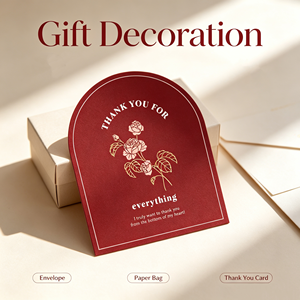 Carte de remerciement semi-circulaire en papier artistique avec estampage à chaud doré et gaufrage, étiquette décorative pour cadeau - Product Image 1