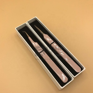 Pinzas de extensión de pestañas personalizadas, acero inoxidable sostenible, revestimiento de melocotón desnudo, Punta Profesional puntiaguda, volumen, logotipo privado incluido - Product Image 2