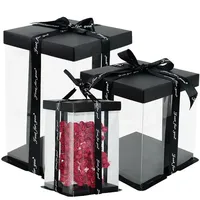 Boîte cadeau carrée transparente en PET/PVC de qualité alimentaire pour gâteaux et fleurs avec vernissage
