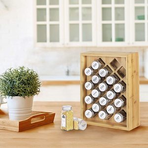 Organizzatore per Spezie in Bambù, Mensola da Parete o da Bancone per Erbe e Condimenti, Porta Spezie per Armadietto da Cucina - Product Image 6