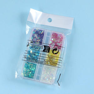 Fournitures pour ongles Paillettes holographiques <span class=keywords><strong>Manucure</strong></span> DIY 6 Girds Paillettes scintillantes Accessoires pour ongles - Product Image 6