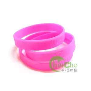 Pulseras de silicona con grabado personalizado, material ecológico, color rosa