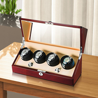 Boîtier de montre automatique 4 rotors, remontoir de montre de luxe en bois et acrylique avec moteur japonais Mabuchi, 3 programmes, TPD réglable