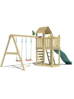 Grand ensemble de jeux d'extérieur en bois pour enfants, maison de jeu en bois avec toboggan et balançoire pour jardin et école maternelle