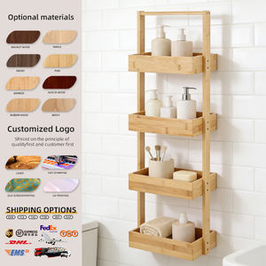 Étagère de rangement 4 niveaux en bambou massif naturel, étanche <span class=keywords><strong>et</strong></span> résistante à l'humidité, pour shampoing, savon, serviettes de douche <span class=keywords><strong>et</strong></span> <span class=keywords><strong>d</strong></span>ébris de salle de bain - Product Image 1