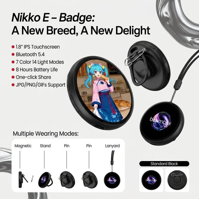 Beambox Smart Digital LED Badge Display App Controlled; Supports the Upload and Display of Photos and GIFs.