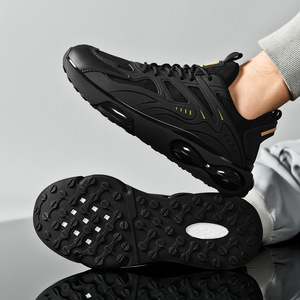 Chaussures de course à coussin d'air noires pour hommes, empeigne en mesh, semelle extérieure en caoutchouc, semelle intermédiaire en EVA, baskets légères - Product Image 4