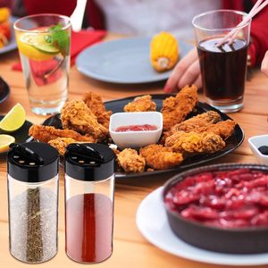 Frasco de Especias de Plástico con Tapa Negra de 6 oz / Botella de Especias Cuadrada con Tapa Abatible Negra - Product Image 6