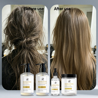 Set Perawatan Rambut Keratin 4 Buah Kondisioner Sampo Masker Rambut Minyak Rambut Perbaikan Tingkat Salon Anti-keriting Kilau Halus Menutrisi Mendalam Rusak