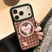 Coque de téléphone vintage à carreaux dorés, compatible avec iPhone 17 Pro Max, 16, 13, 15, 14, avec support magnétique, style Ins