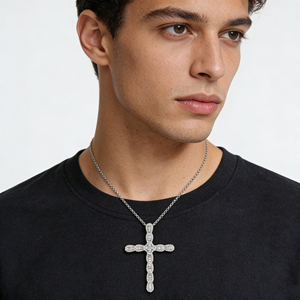 สร้อยคอจี้รูปกางเขนแบบคลาสสิก ชุบทองคำขาว 10K/14K/18K ประดับเพชร CVD ผลิตในห้องปฏิบัติการ ของขวัญสำหรับโอกาสพิเศษ - Product Image 6