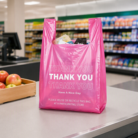 Sac en plastique HDPE personnalisé avec poignées pour courses, supermarché, épicerie, type T-shirt