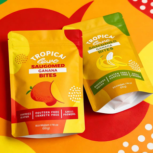 Sachets d'emballage alimentaire personnalisés autoportants avec fermeture éclair, 50g, pour fruits secs, sachet pour chips de banane - Product Image 4