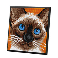 Gato Marionette, Gato Siamés, Animales, Pintura Pixel Art, Bloques de Construcción de Plástico de Alta Dificultad, Decoración de Pared para el Hogar