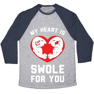 Il mio cuore è gonfio per te, maglietta da baseball unisex in tessuto tri-blend - Product Image 1