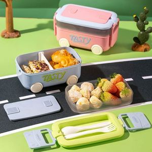 Cute 2 Compartment Portable Stainless Steel Bento <b>Box</b> Leakproof Microwave Safe Kid School <b>Lunch</b> <b>Box</b> BPA Free Heatable - Product Image 3