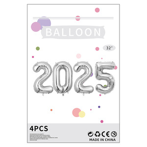 Decorazione per feste di <span class=keywords><strong>capodanno</strong></span> fornisce palloncino 2025 digitale con copertina rigida in carta set in alluminio palloncino - Product Image 4
