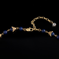 Collier ethnique en perles synthétiques de lapis-lazuli, pendentif pour femme, collier en cuivre plaqué or, collier vintage bohème pour femme, bijoux