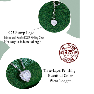 Simple Design Diamond <strong>Link</strong> Cubic Zirconia <strong>Jewellery</strong> 925 Sterling Silver Small Heart Necklace for Women Fashion Pendant Jewelry - Product Image 3