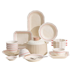 Set di Piatti e Ciotole Personalizzato Fenjia Ren, Stile Moderno Minimalista, Adatto al Microonde, per Matrimoni, con Decorazione Sottosmalto - Product Image 5