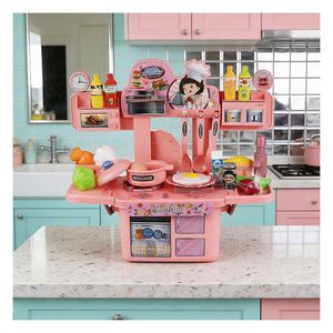 Children Cooking <b>Kitchen</b> Toy Station <b>Plastic</b> Pretend Oven Faucet Shelf Drawer Discovery Growth Parent Child Companionship - Product Image 6
