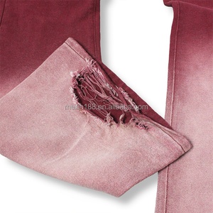 Fabricante de Jeans Personalizados, Jeans de Pierna Ancha con Dobladillo Crudo, Jeans de Mezclilla con Lavado Vino y Efecto Desgastado - Product Image 3