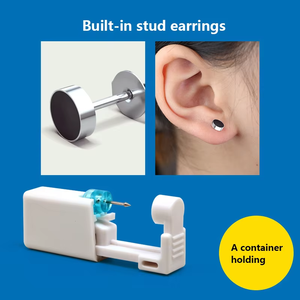 Pistolet de perçage d'oreilles avec mini clous en cristal blanc, kit d'outils de perçage d'oreilles personnel, perceur d'oreilles indolore, jetable - Product Image 5