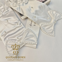 QUEENSGOWN Haute Qualité Perle Gants Satin Ivoire Court Mariée Perlée Perle Gants De Mariage