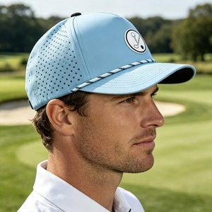 Casquette Trucker 5 Panneaux Personnalisée à Calotte Haute, Perforations Laser, Chapeau de Golf, Détail Corde en Caoutchouc, Fermeture Snapback en Plastique, Logo Personnalisé Réglable - Product Image 5