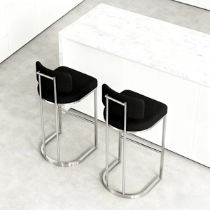 Silla <span class=keywords><strong>de</strong></span> Bar para Restaurante, Mesa <span class=keywords><strong>de</strong></span> Isla <span class=keywords><strong>de</strong></span> Acero Inoxidable, <span class=keywords><strong>Taburete</strong></span> Alto Minimalista Moderno <span class=keywords><strong>de</strong></span> Diseño, <span class=keywords><strong>Respaldo</strong></span> para Recepción - Product Image 2
