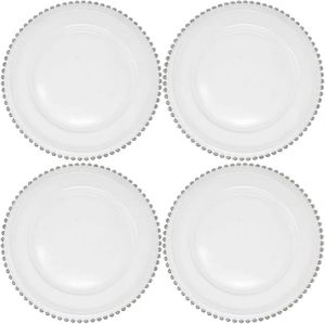 Clear Sier 13 Inch Classic Bronzing Eco Friendly Square Dinner Party <b>Charger</b> Plates for Wedding and Cosmetic Use - Product Image 1