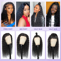 Gelombang air mewah basah dan bergelombang Remi Brasil campuran rambut kepang bagian tipis rambut manusia Afro wig renda depan tanpa lem