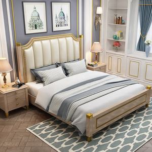 Lit double de luxe en cuir pour fille, style nordique simple, collection de meubles de chambre à coucher, best-seller - Product Image 3