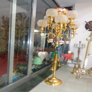 Candelabros florales de lujo para decoración de boda, centro de mesa de candelabro, cartón de aluminio, precio barato - Product Image 2