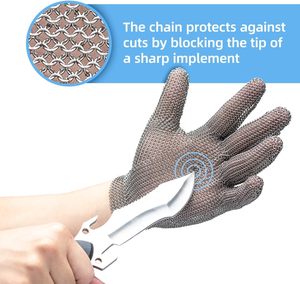 Gants de boucher en <span class=keywords><strong>maille</strong></span> métallique en fil d'acier inoxydable 316L résistants aux coupures - Product Image 3
