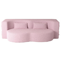 Sofá Moderno de 2 Plazas Color Rosa, Sofá Convertible de Tela Tipo Nube, Sofá Lounge para Sala de Estar