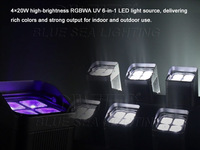 Projecteur LED sans fil DMX alimenté par batterie Wifi App Remote 4x20w Rgbwa Uv 6in1 étanche pour bar Jardin Parc à thème Hôtel