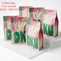 Sacs à café personnalisés à fond plat avec intérieur en aluminium pour la marquage et l'emballage de grains torréfiés de qualité supérieure